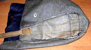 Шитье сумки из прорезиненной ткани фотография
